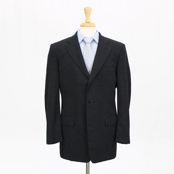 Joseph Abboud Couture 41L Gray Check 3B Sport Coat Blazer Jacket B470